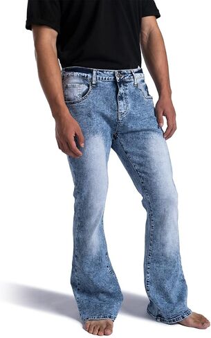 70s Disco Pants for Men Relaxed Stretch 60s 70sBell Bottom Fit Comfort Flared Retro Leg Denim Vintage Jeans in Kuwait