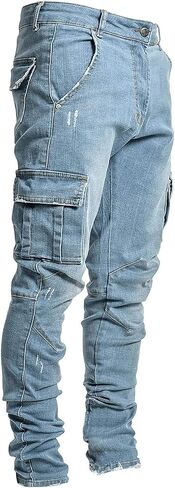 Pantete Mens Slim Fit Jeans 7 Pockets Stretch Skinny Denim Pencil Pants Nova Fashion in Saudi Arabia