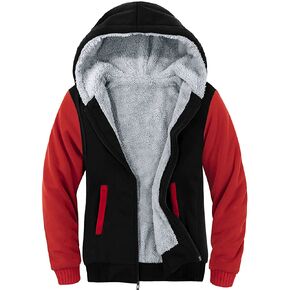 JACKETOWN Men's Heavyweight Fleece Hoodies full Zipper Thick Sherpa Lined Sweatshirt Wool Warm Coat