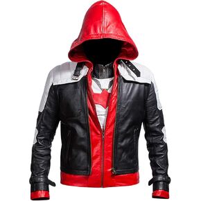 Lasumisura Replica Style Red Hood Men's Faux Leather Jacket + Vest