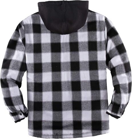 ZENTHACE Men's Sherpa Lined Full Zip Hooded Plaid Shirt Jacket in Saudi Arabia