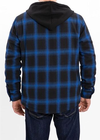 ZENTHACE Men's Sherpa Lined Full Zip Hooded Plaid Shirt Jacket in Saudi Arabia
