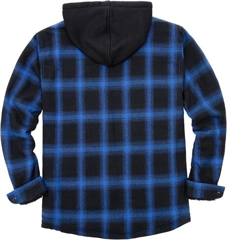 ZENTHACE Men's Sherpa Lined Full Zip Hooded Plaid Shirt Jacket in Saudi Arabia