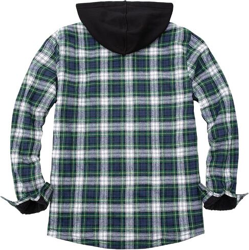ZENTHACE Men's Sherpa Lined Full Zip Hooded Plaid Shirt Jacket in Saudi Arabia