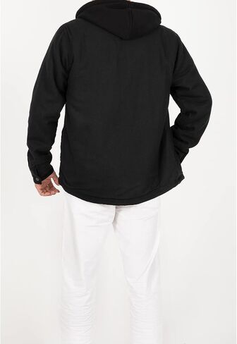 ZENTHACE Men's Sherpa Lined Full Zip Hooded Plaid Shirt Jacket in Kuwait