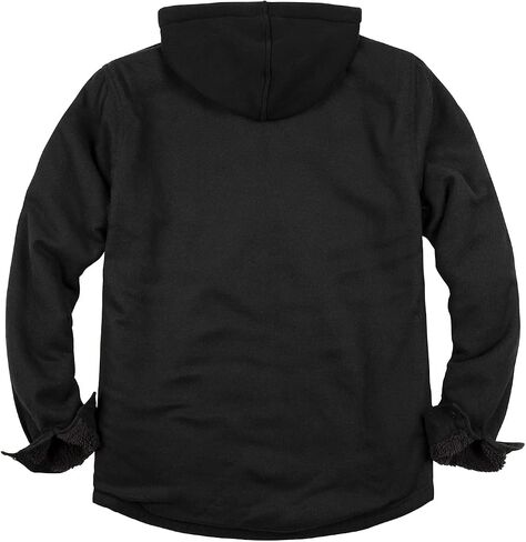 ZENTHACE Men's Sherpa Lined Full Zip Hooded Plaid Shirt Jacket in Kuwait