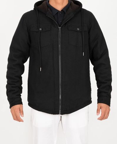 ZENTHACE Men's Sherpa Lined Full Zip Hooded Plaid Shirt Jacket in Kuwait