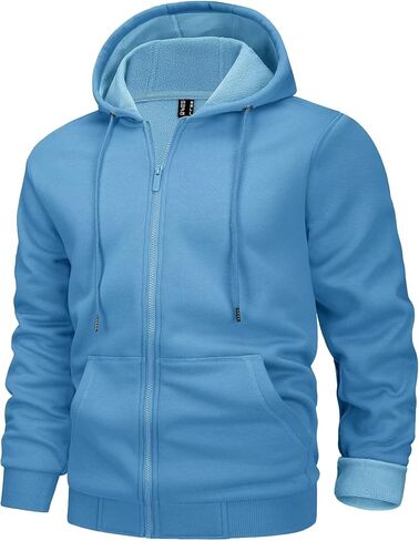 MAGCOMSEN Men's Fleece Hoodie Jacket Full Zip Warm Fuzzy Winter Coats With Hood Athletic Hiking Outwear in Kuwait