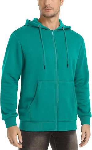 MAGCOMSEN Men's Fleece Hoodie Jacket Full Zip Warm Fuzzy Winter Coats With Hood Athletic Hiking Outwear in Kuwait