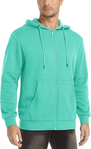 MAGCOMSEN Men's Fleece Hoodie Jacket Full Zip Warm Fuzzy Winter Coats With Hood Athletic Hiking Outwear in Kuwait