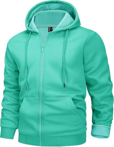 MAGCOMSEN Men's Fleece Hoodie Jacket Full Zip Warm Fuzzy Winter Coats With Hood Athletic Hiking Outwear in Kuwait