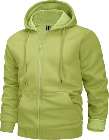 MAGCOMSEN Men's Fleece Hoodie Jacket Full Zip Warm Fuzzy Winter Coats With Hood Athletic Hiking Outwear in Kuwait