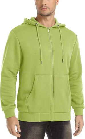 MAGCOMSEN Men's Fleece Hoodie Jacket Full Zip Warm Fuzzy Winter Coats With Hood Athletic Hiking Outwear in Kuwait