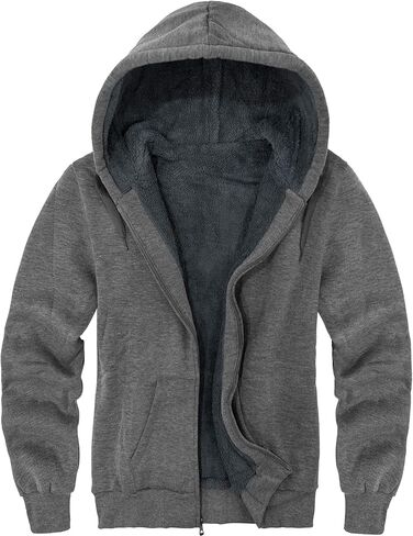 JACKETOWN Men's Heavyweight Fleece Hoodies full Zipper Thick Sherpa Lined Sweatshirt Wool Warm Coat in Saudi Arabia