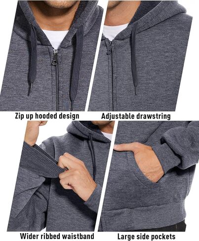 JACKETOWN Men's Heavyweight Fleece Hoodies full Zipper Thick Sherpa Lined Sweatshirt Wool Warm Coat in Saudi Arabia