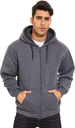 JACKETOWN Men's Heavyweight Fleece Hoodies full Zipper Thick Sherpa Lined Sweatshirt Wool Warm Coat in Saudi Arabia
