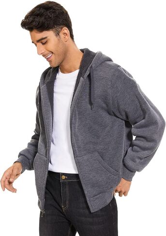 JACKETOWN Men's Heavyweight Fleece Hoodies full Zipper Thick Sherpa Lined Sweatshirt Wool Warm Coat in Saudi Arabia