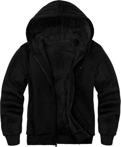 JACKETOWN Men's Heavyweight Fleece Hoodies full Zipper Thick Sherpa Lined Sweatshirt Wool Warm Coat in Saudi Arabia