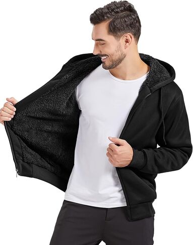 JACKETOWN Men's Heavyweight Fleece Hoodies full Zipper Thick Sherpa Lined Sweatshirt Wool Warm Coat in Saudi Arabia