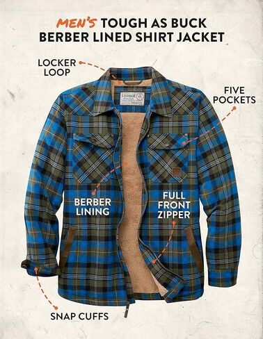 Legendary Whitetails Men's Tough as Buck Berber Lined Flannel Shirt Jacket in Saudi Arabia