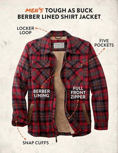 Legendary Whitetails Men's Tough as Buck Berber Lined Flannel Shirt Jacket in Saudi Arabia