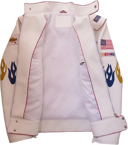Xtreem Leather Men's Ricky Bobby Racing White Faux Leather Jacket in Saudi Arabia