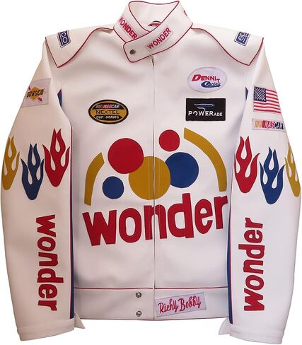 Xtreem Leather Men's Ricky Bobby Racing White Faux Leather Jacket in Saudi Arabia