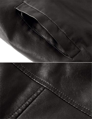 WenVen Men's Stand Collar Fleece Lined Bomber Faux Leather Jacket in Saudi Arabia