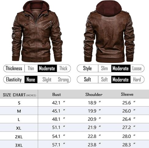 JYG Motorcycle Jacket for Men Casual Faux Leather Bomber Jacket with Removable Hood in Saudi Arabia