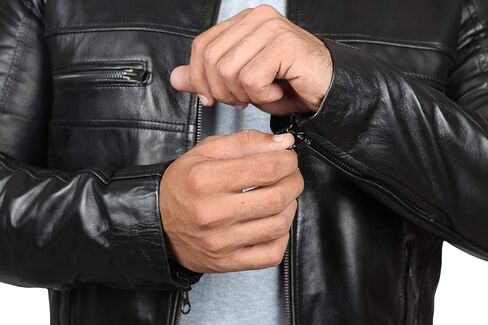 Brown Leather Jacket Mens - Cafe Racer Real Lambskin Leather Distressed Motorcycle Jacket in Kuwait