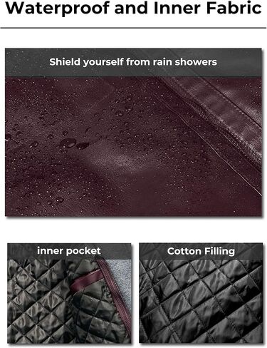 wantdo Men's Faux Leather Jacket with Removable Hood Motorcycle Jacket Casual Warm Winter Coat in Saudi Arabia