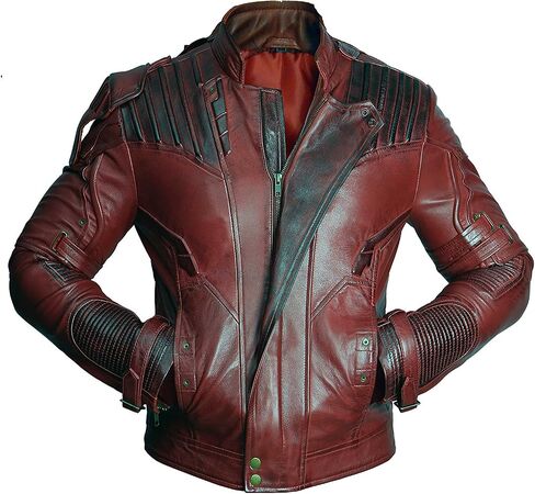 Mens Guardians Distressed Red Maroon Leather Jacket in Saudi Arabia