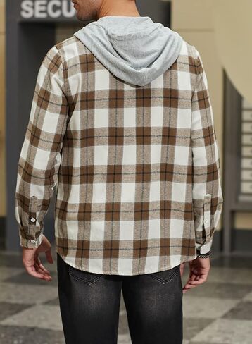 JMIERR Flannel Hoodies for Men Casual Button Down Plaid Long Sleeve Lightweight Shirts Jackets in Saudi Arabia