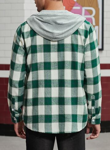 JMIERR Flannel Hoodies for Men Casual Button Down Plaid Long Sleeve Lightweight Shirts Jackets in Saudi Arabia