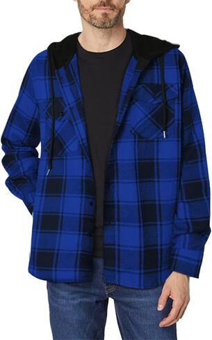 JMIERR Flannel Hoodies for Men Casual Button Down Plaid Long Sleeve Lightweight Shirts Jackets in Saudi Arabia