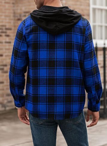 JMIERR Flannel Hoodies for Men Casual Button Down Plaid Long Sleeve Lightweight Shirts Jackets in Saudi Arabia