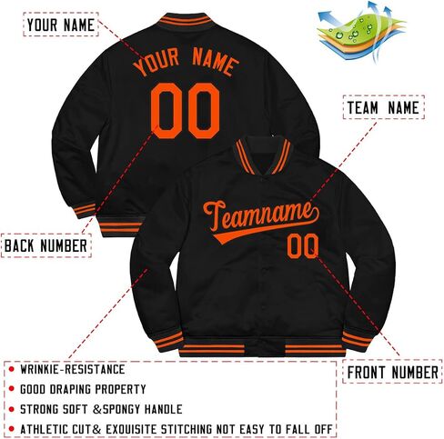 Custom Men/Women/Youth Varsity Baseball Jacket Sportswear Coat Stitched Personalized Name Number in Saudi Arabia