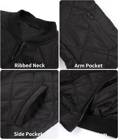 Mens Bomber Jackets Diamond Quilted Fall Winter Rib Varsity Lightweight Coat in Saudi Arabia