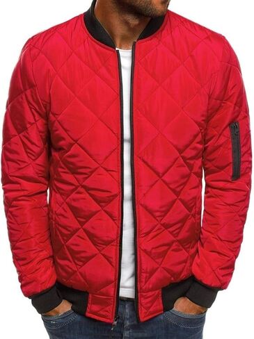 Mens Bomber Jackets Diamond Quilted Fall Winter Rib Varsity Lightweight Coat in Saudi Arabia