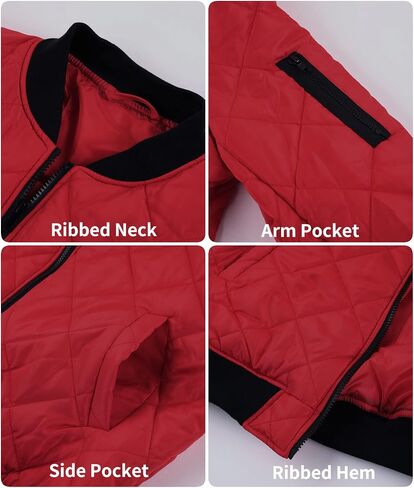 Mens Bomber Jackets Diamond Quilted Fall Winter Rib Varsity Lightweight Coat in Saudi Arabia