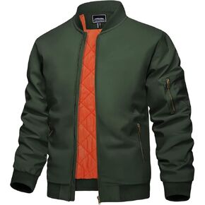 KEFITEVD Men's Jacket Casual Windproof Bomber Jackets Full Zip Windbreaker Jackets Warm Winter Padded Coats Bomber Jackets