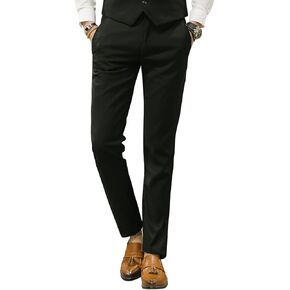 MOGU Mens Slim Fit Front Flat Casual Pants