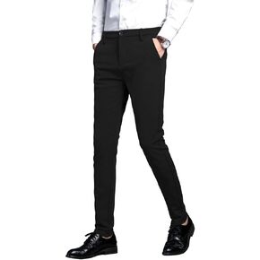 Plaid&Plain Men's Stretch Dress Pants Slim Fit Skinny Suit Pants in Saudi Arabia