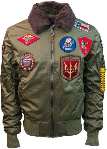 Top Gun Official B-15 Men’s Flight Bomber Jacket with Patches in Kuwait