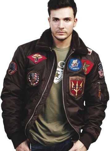 Top Gun Official B-15 Men’s Flight Bomber Jacket with Patches in Kuwait