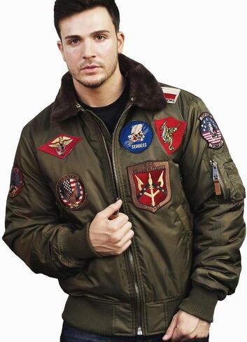 Top Gun Official B-15 Men’s Flight Bomber Jacket with Patches in Kuwait