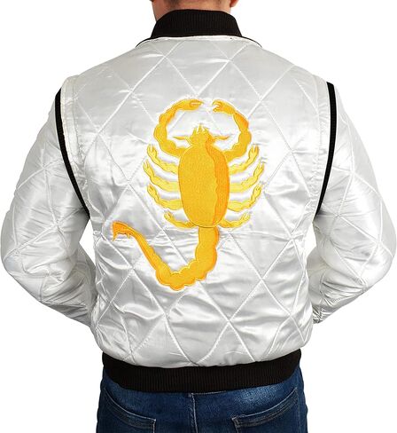 سترة رجالي من الساتان تحمل شعار سائق الدراجة النارية Gosling Scorpio Logo Bomber - سترة خفيفة الوزن للرجال in Kuwait