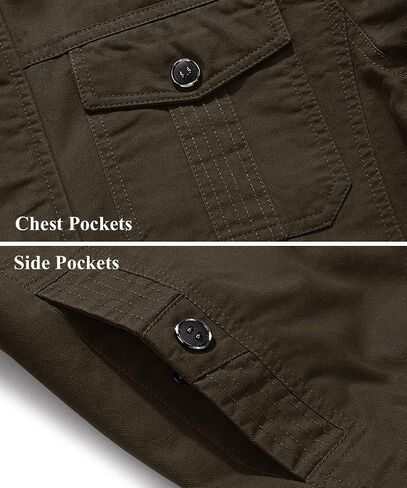 EKLENTSON Men's Cotton Lightweight Multi Pockets Zip Front Stand Collar Military Jackets Windbreaker in Saudi Arabia