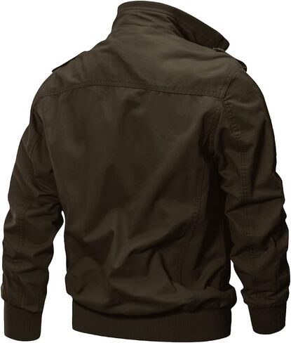 EKLENTSON Men's Cotton Lightweight Multi Pockets Zip Front Stand Collar Military Jackets Windbreaker in Saudi Arabia