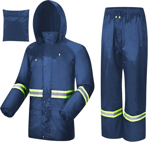 Rain Suits for Men Women Waterproof, Breathable Rain Coats with Eye-Catching Reflective Strip, Durable Rain Gear Jacket Pants in Saudi Arabia
